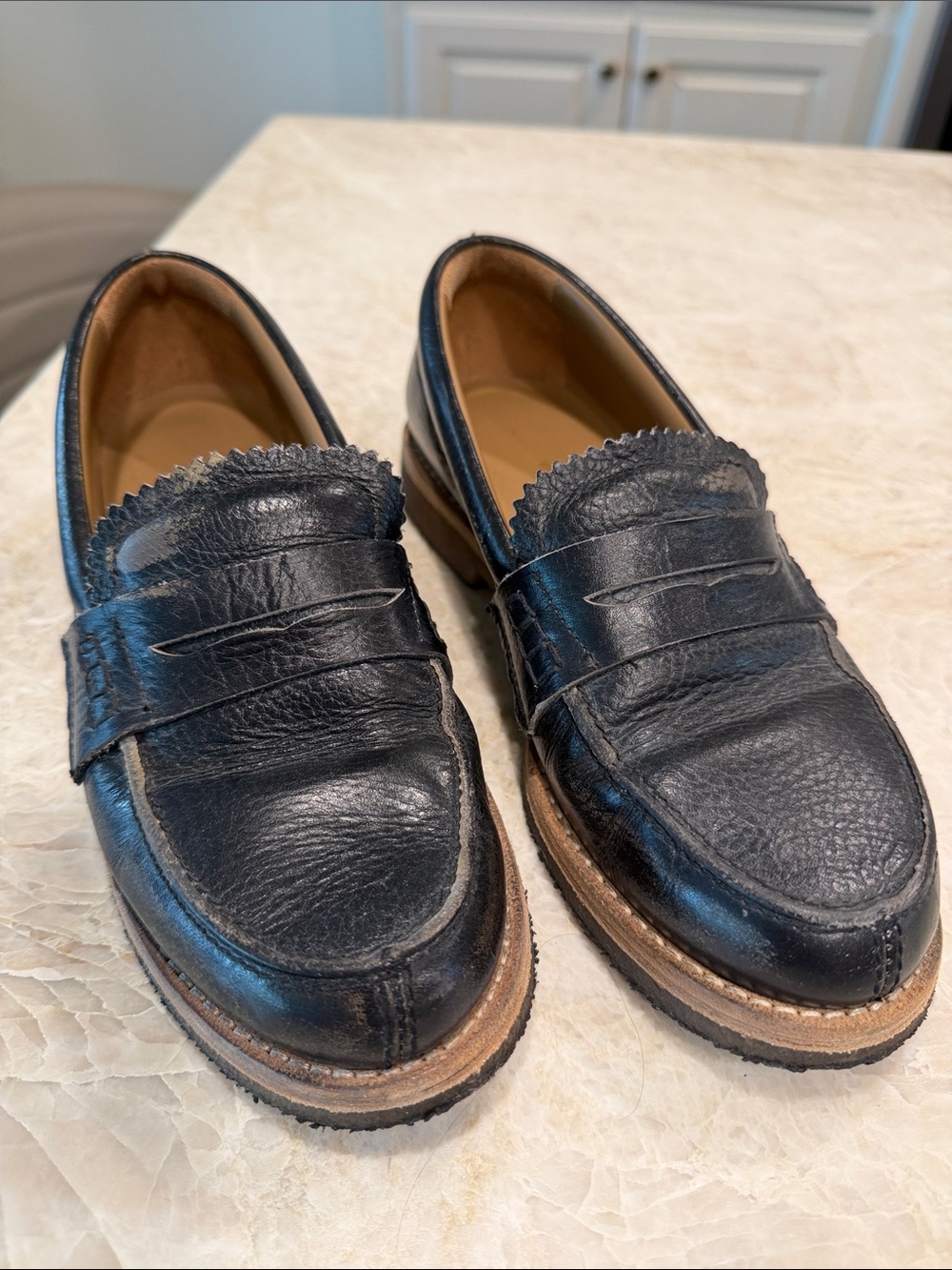 Men's Black Leather Penny Loafers